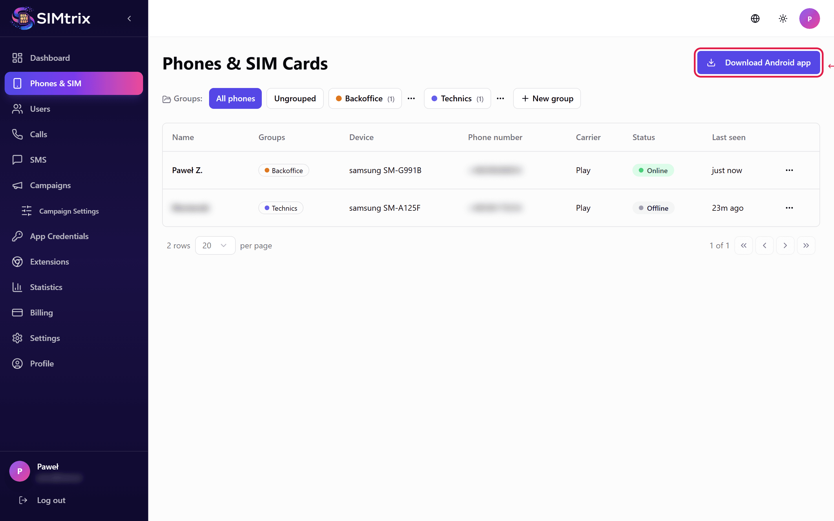 Configurer l'application Android