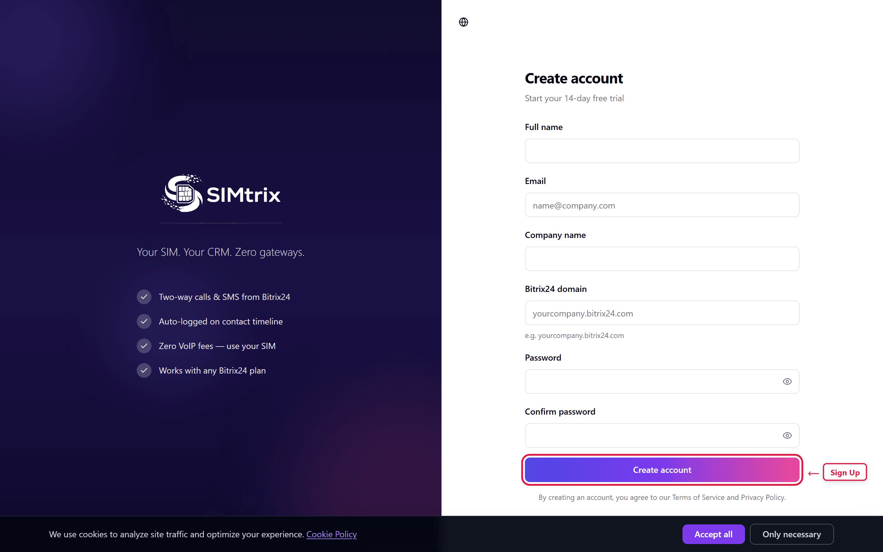 Créer votre compte SIMtrix